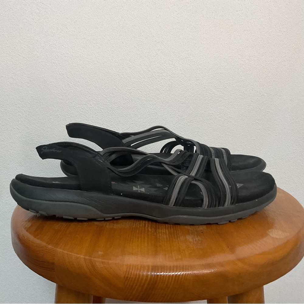 Skechers Black, Grey Strappy Open Toe Sandals Size 11 Comfort Outdoor Spring